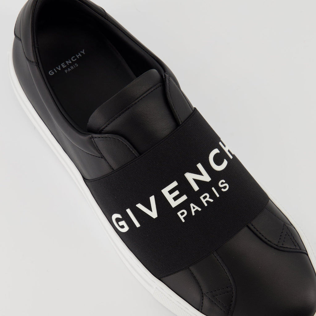 Givenchy sneakers, black leather sneakers, urban slip-on shoes, comfortable footwear, designer sneakers