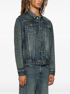 Imagen de la chaqueta de denim clásica de Saint Laurent para hombres - Temporada Otoño-Invierno 2024 - Vista del modelo 2