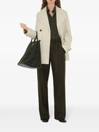 Trench-coat en gabardine de coton blanc