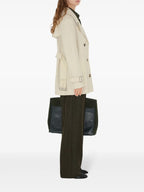 Trench-coat en gabardine de coton blanc