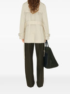 Trench-coat en gabardine de coton blanc