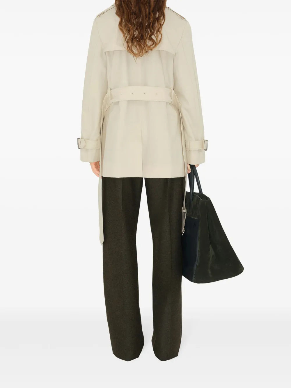 Trench-coat en gabardine de coton blanc