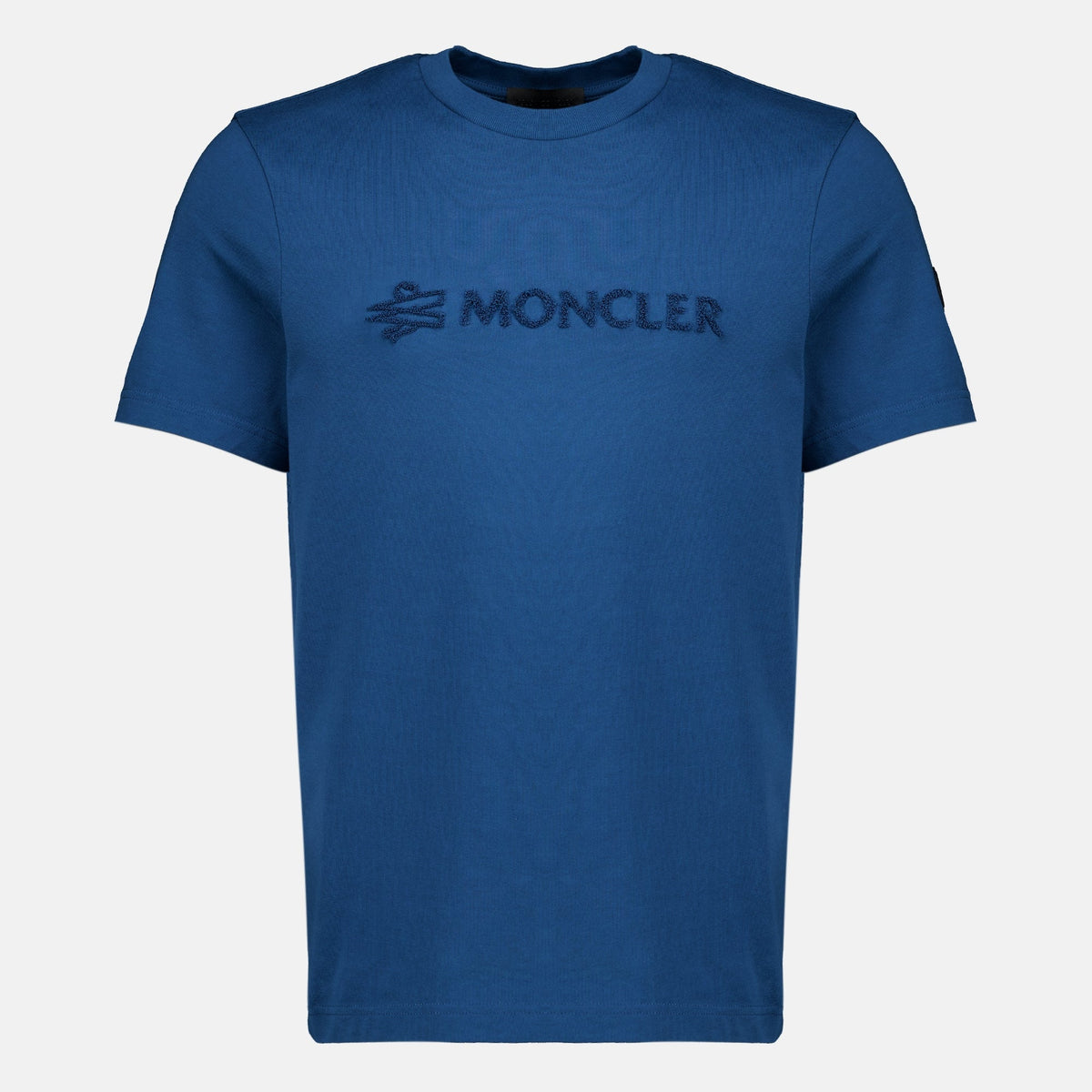 Camiseta azul de algodón con logotipo