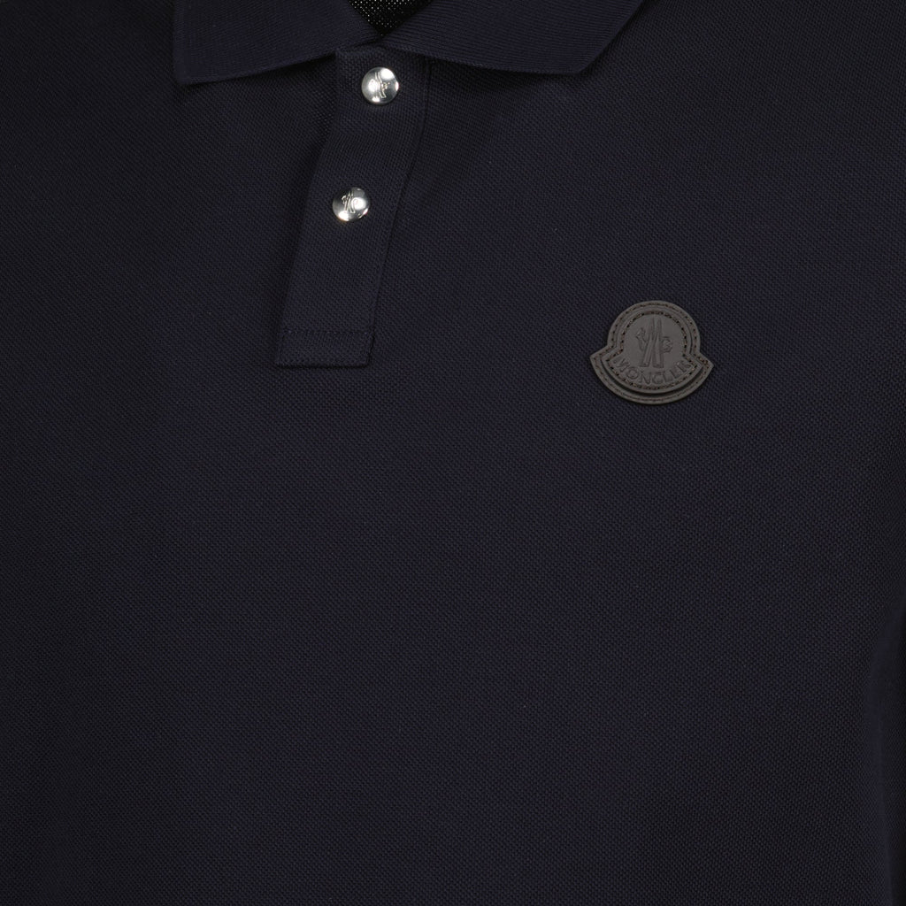 Moncler polo, navy logo polo, pique cotton polo, short sleeve polo, Men's apparel