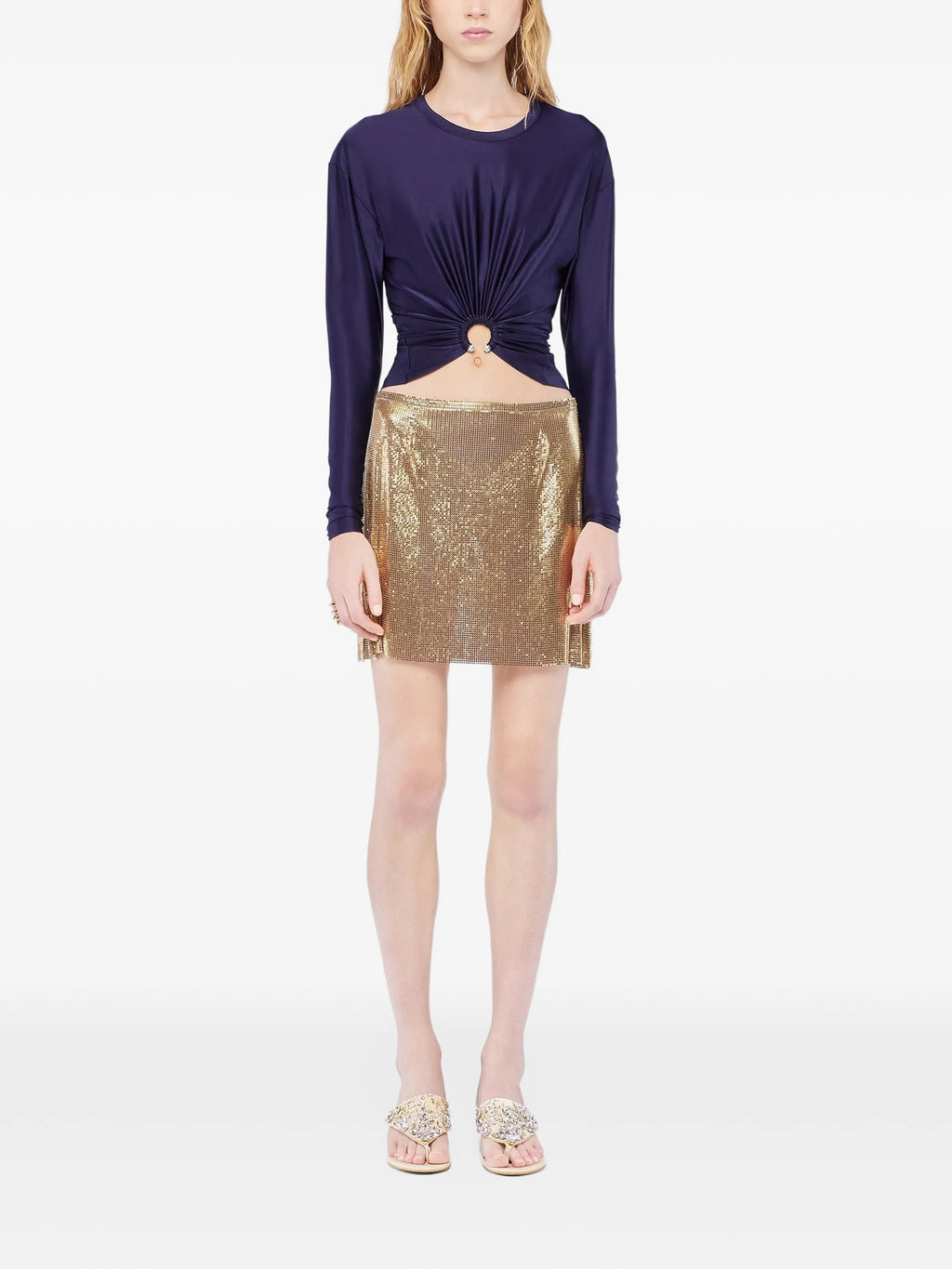 Image of Mini Mesh Skirt by Rabanne for Women - Season Autumn-Winter 2025 - Model View 1