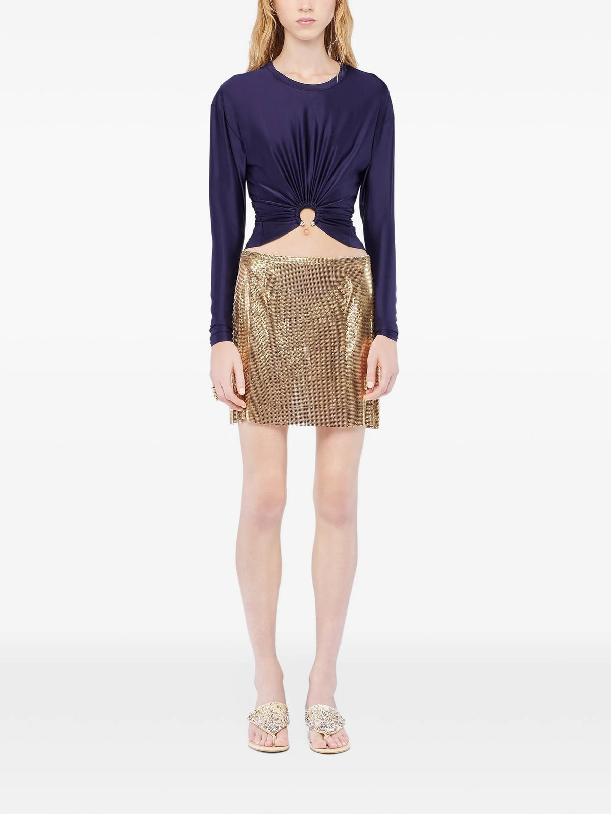 Image of Mini Mesh Skirt by Rabanne for Women - Season Autumn-Winter 2025 - Model View 1