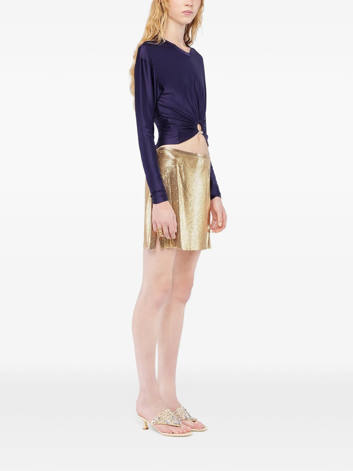 Image of Mini Mesh Skirt by Rabanne for Women - Season Autumn-Winter 2025 - Model View 2