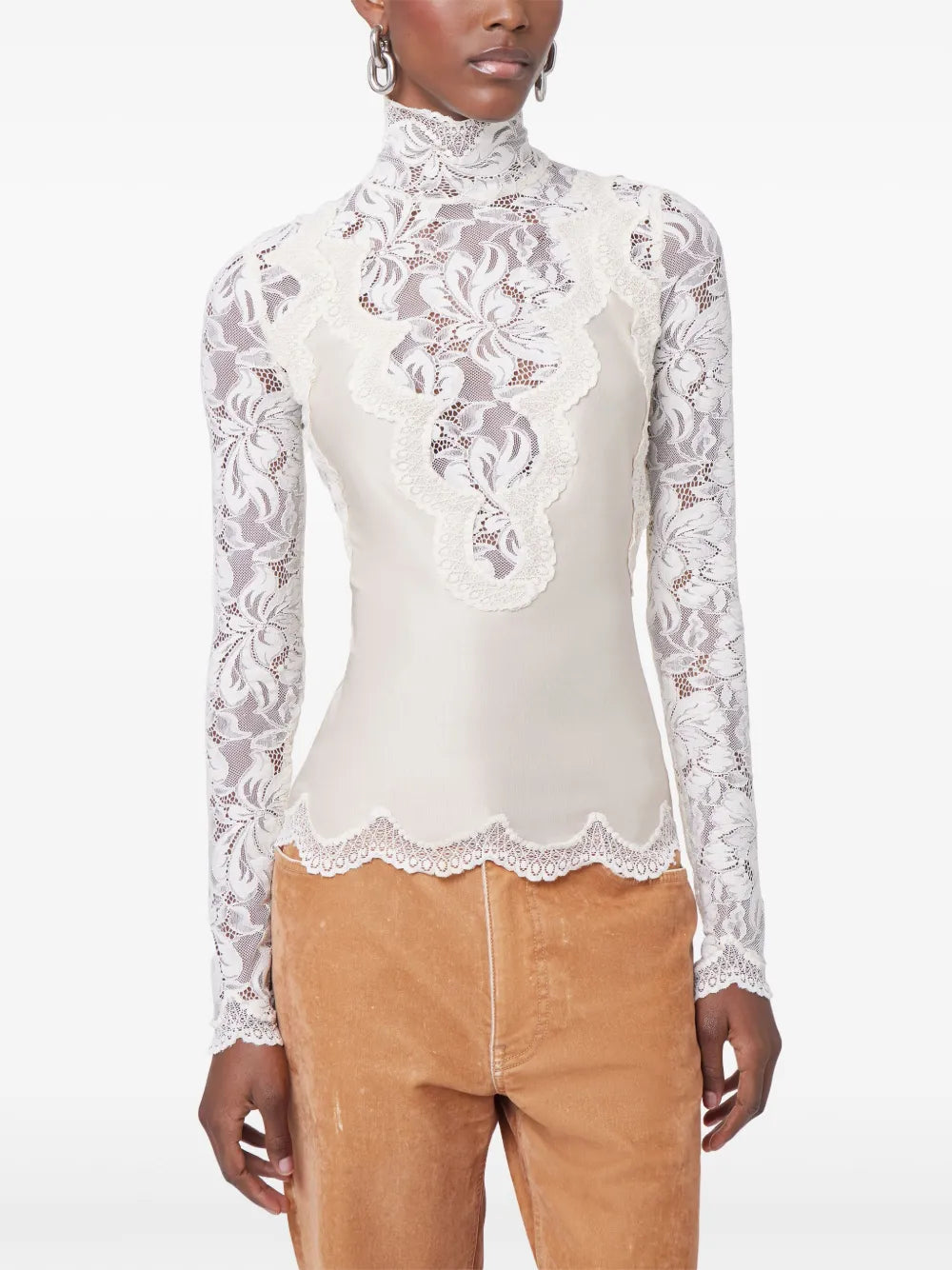 Blouse, Rabanne, Satin, Lace, Spring-Summer Collection