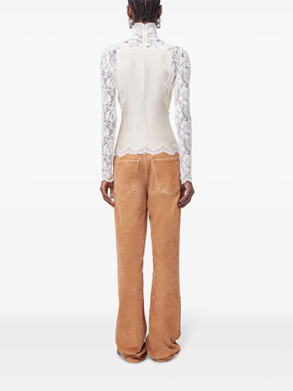 Blouse, Rabanne, Satin, Lace, Spring-Summer Collection