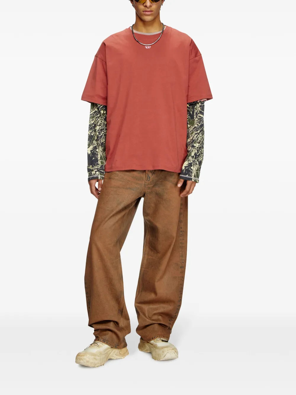 Image of T-Boxt-D Orange T-shirt by Diesel for Unisex - Season Spring-Summer 2025 - Model view 1