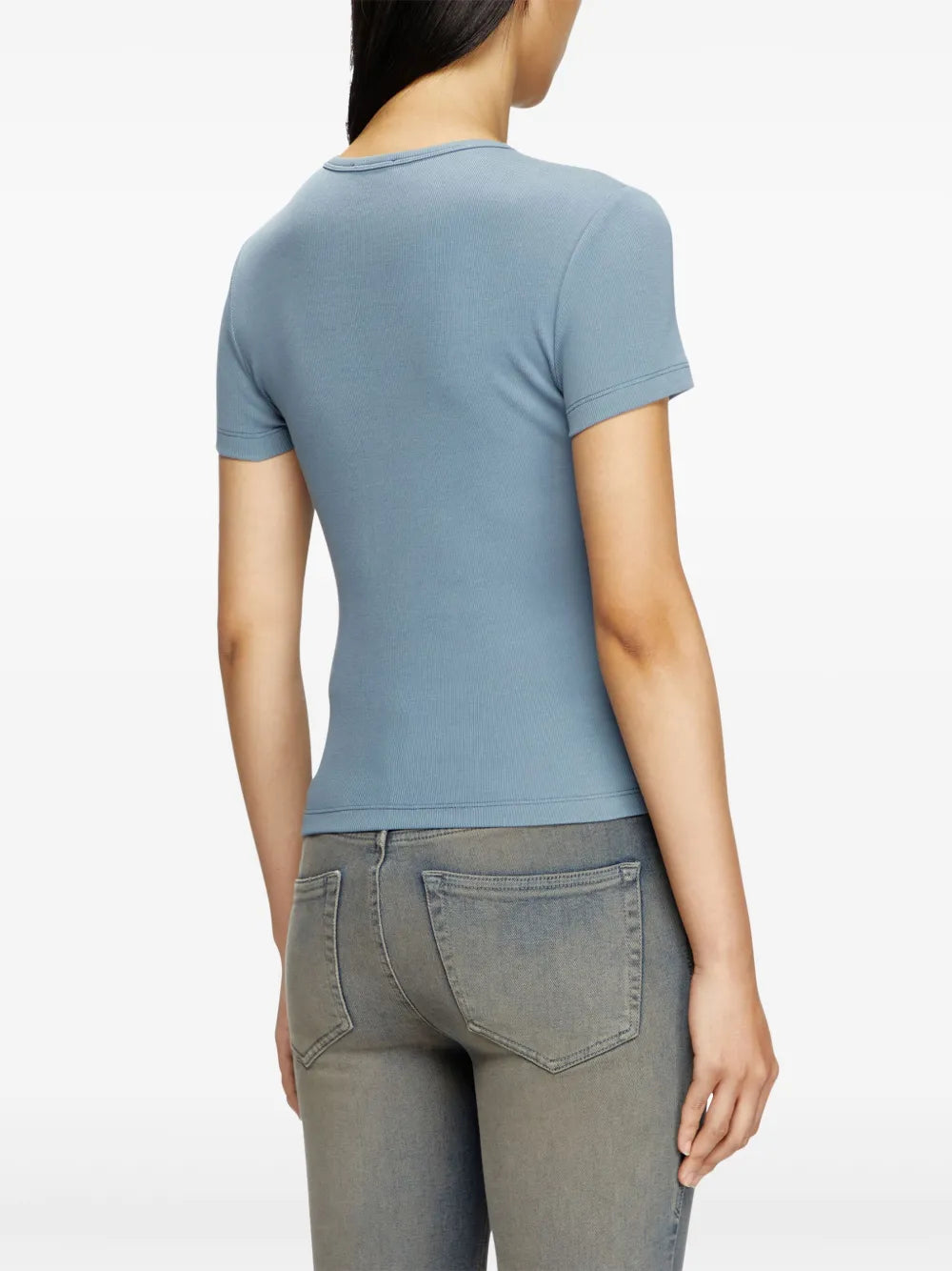 blue t-shirt, T-Ele-Long, cotton blend top, logo embroidered tee, Spring-Summer collection