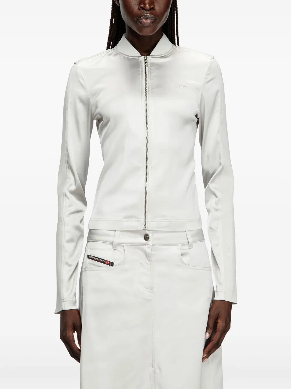 サテンストレッチボンバージャケット