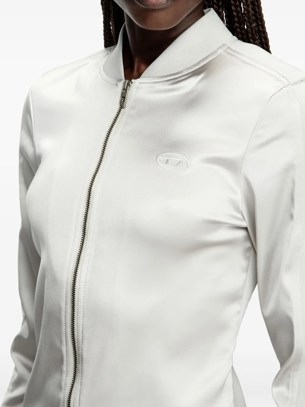 サテンストレッチボンバージャケット