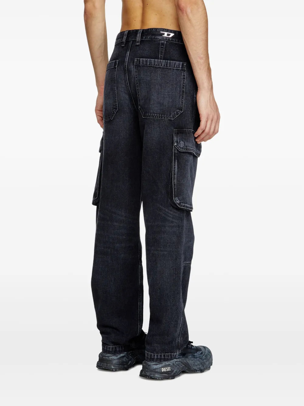 Image of Black Denim Cargo Pants by Diesel for Men - Season Spring-Summer 2025 - Detail View 6