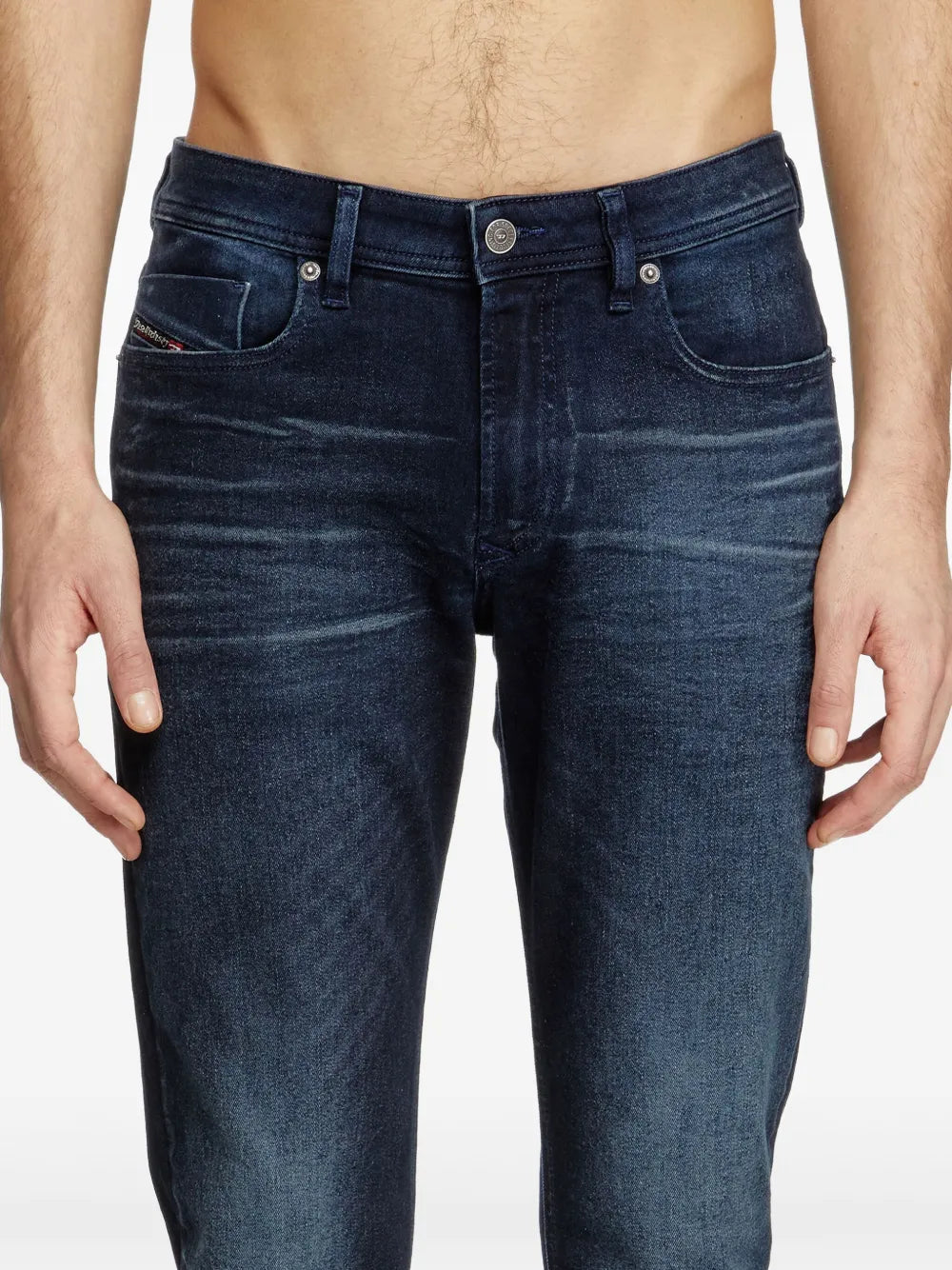 Image of Sleenker Grey Denim Skinny Jeans by Diesel for Men - Season Spring-Summer 2025 - Detail View 7