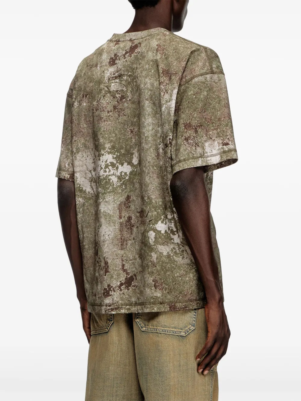 Image of Green Marbled T-Shirt T-Boxt-R12 by Diesel for Men - Season Spring-Summer 2025 - Model view 2