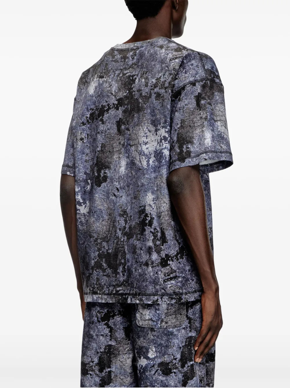 Image of Marbled Blue T-Boxt-R12 Tee by Diesel for Men - Season Spring-Summer 2025 - Model view 2