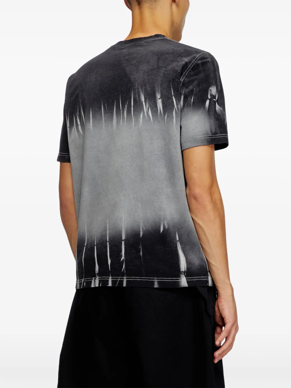 Diesel T-Adjust-R21, delavé T-shirt, grey and black print, premium cotton T-shirt, Spring-Summer 2025 collection