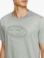 Diesel T-shirt, T-Adjust-Bigoval, blue-gray T-shirt, embossed logo tee, cotton T-shirt