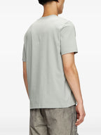 Diesel T-shirt, T-Adjust-Bigoval, blue-gray T-shirt, embossed logo tee, cotton T-shirt