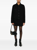 레이저 모티프 데님 미니스커트