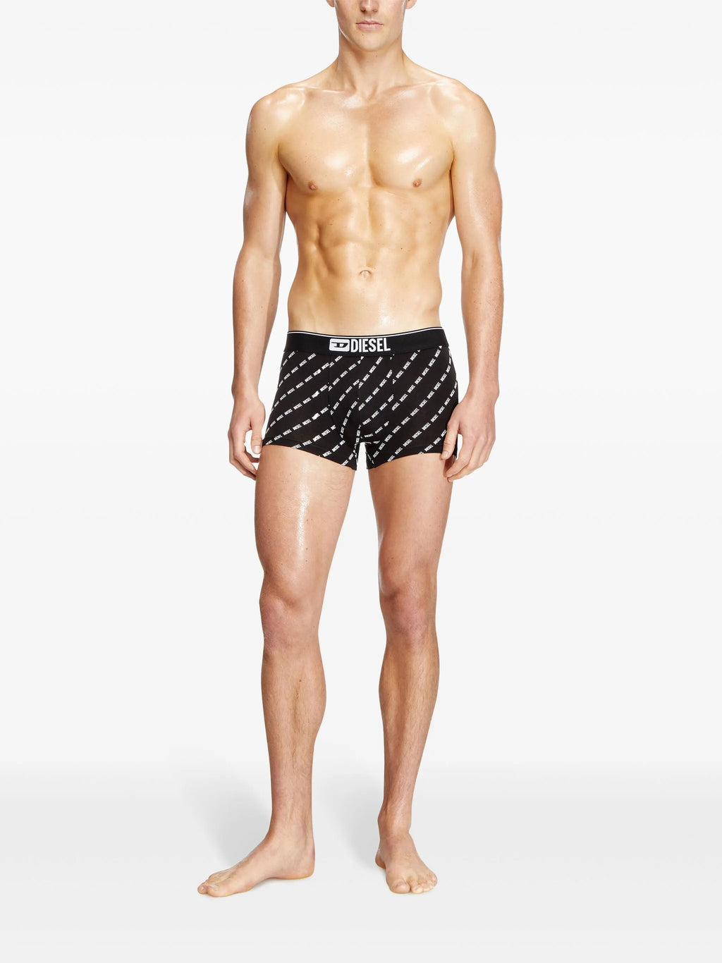 Image of Black and Printed Boxers by Diesel for Men - Season Autumn-Winter 2025 - Model view 2