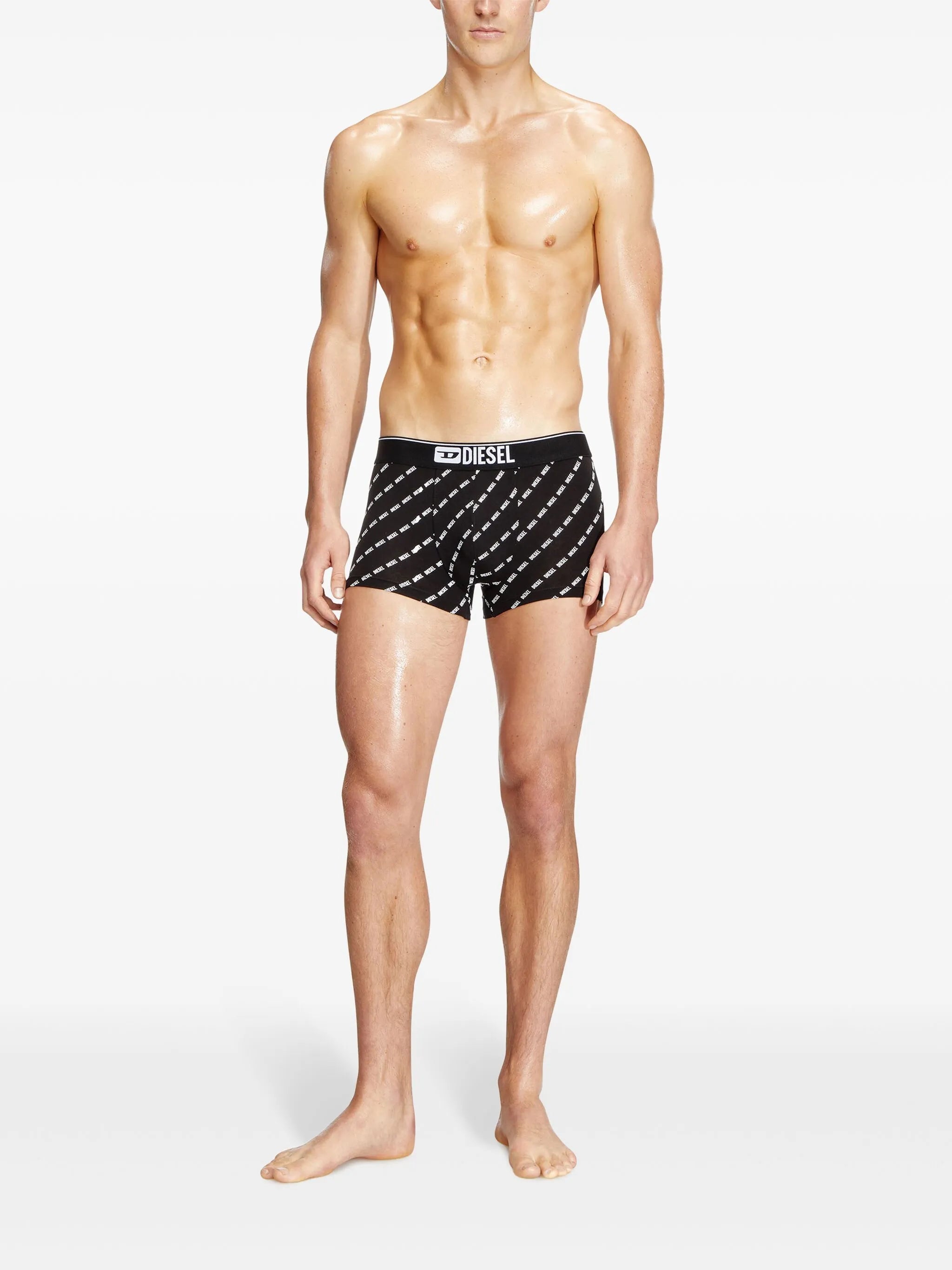 Image of Black and Printed Boxers by Diesel for Men - Season Autumn-Winter 2025 - Model view 2