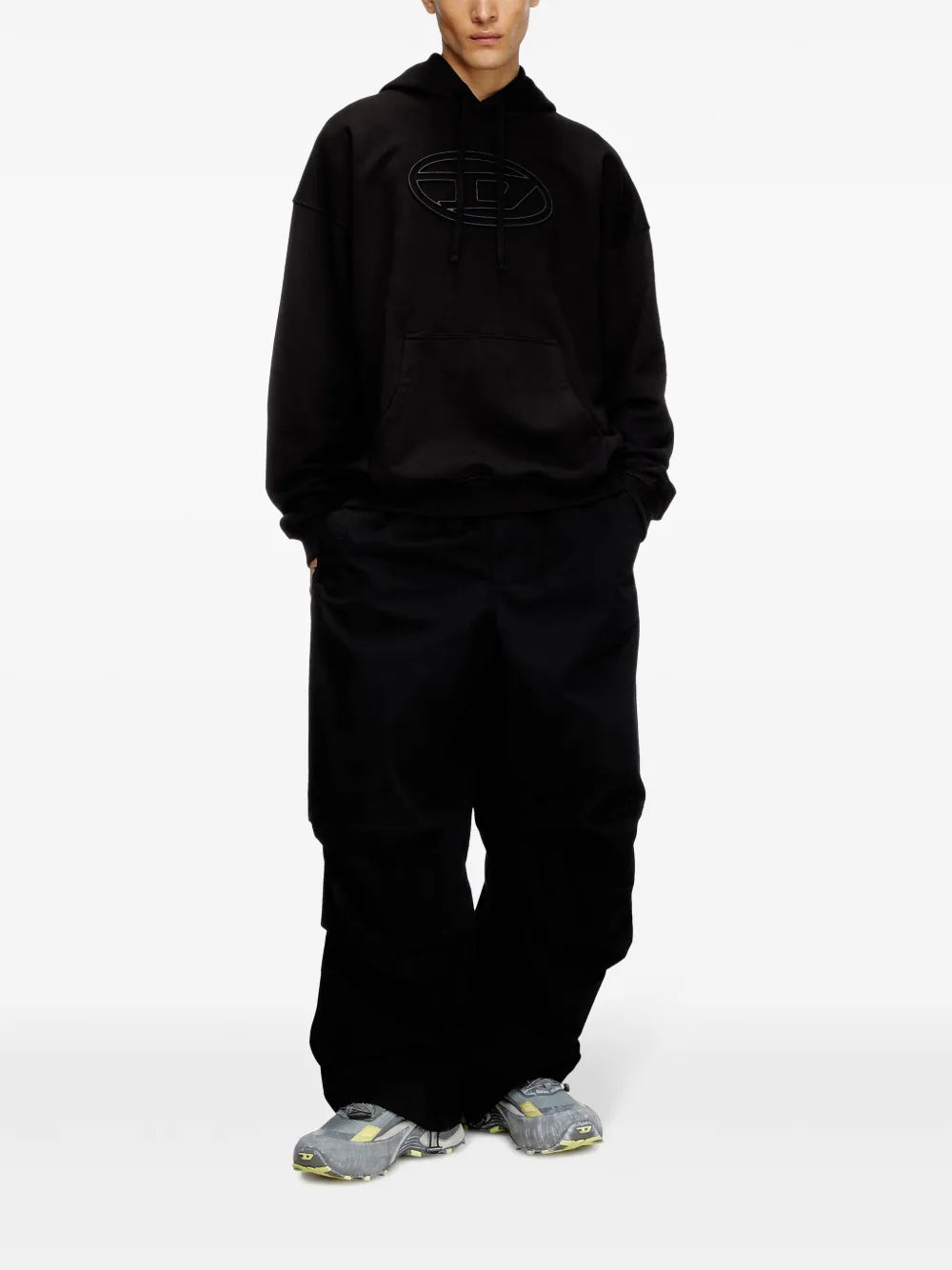 black hoodie, S-Ummer-Bigoval, Diesel hoodie, 2025 collection, unisex hoodie