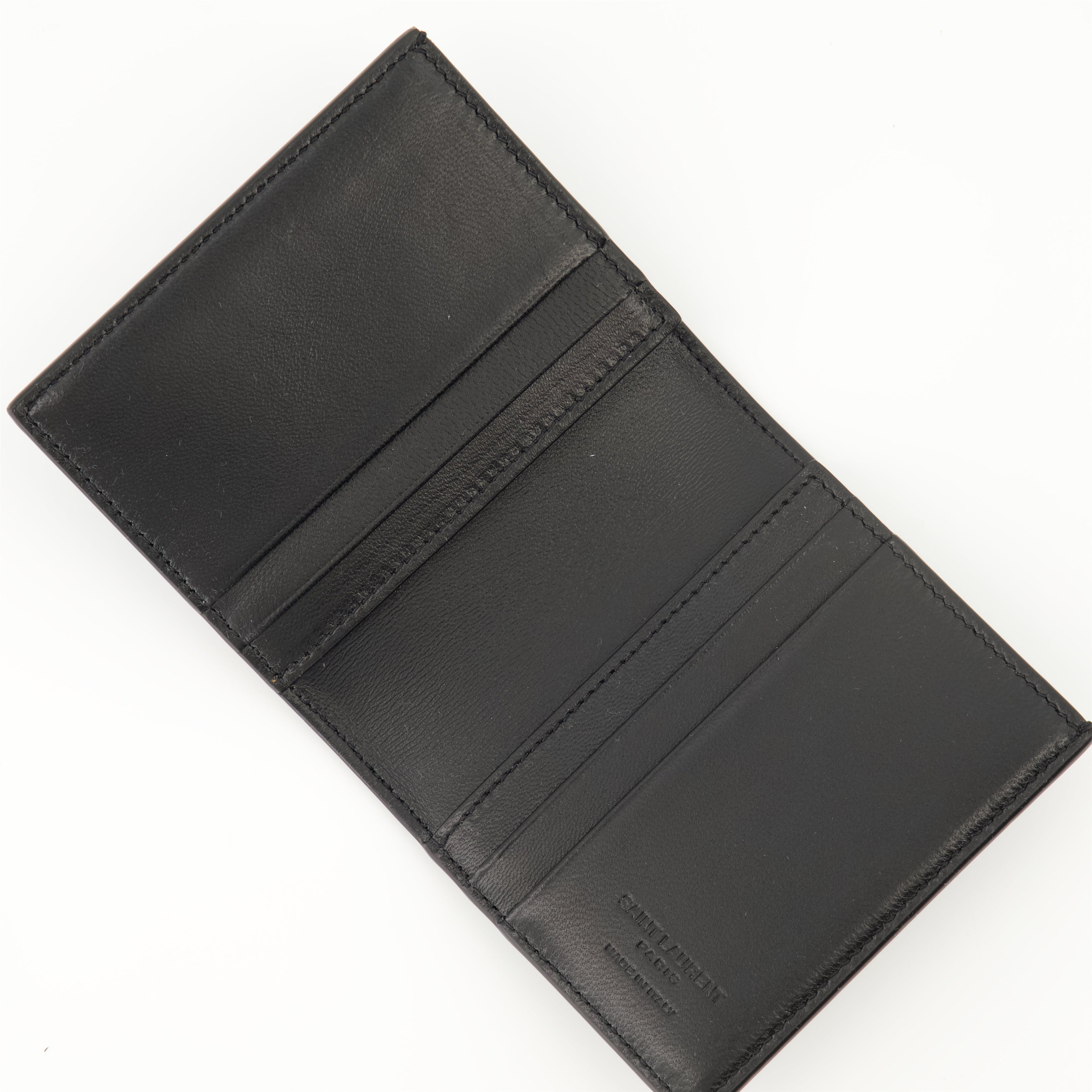leather card holder, Saint Laurent accessories, card holder, smooth leather wallet, stylish card case