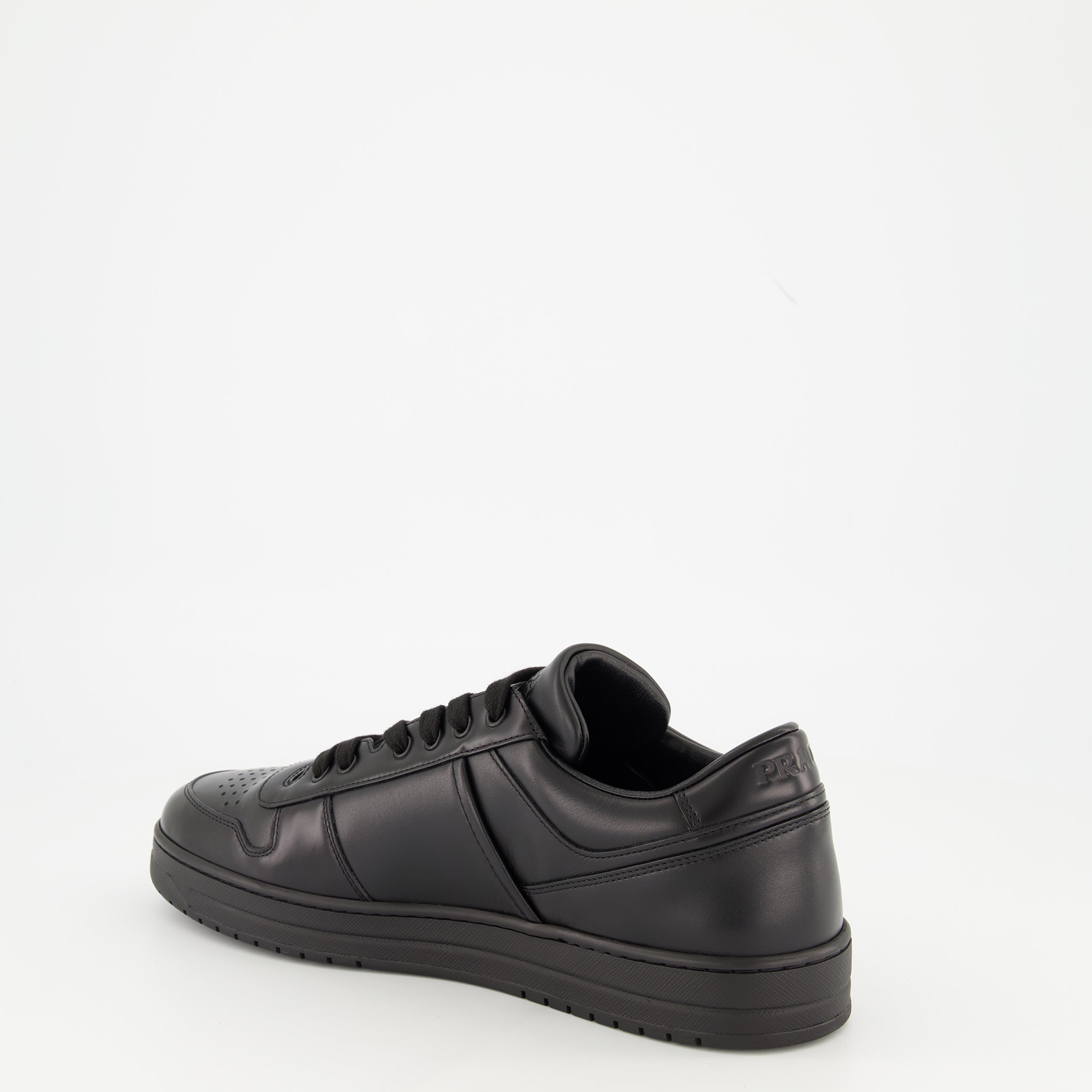 Prada baskets, black leather sneakers, luxury footwear, Autumn-Winter collection, designer shoes