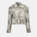 jacquard jacket, beige jacket, Iro Misa, women's fashion, contemporary style