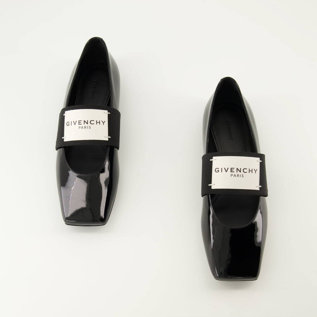 Givenchy ballerinas, Sliced Square model, patent leather shoes, square toe flats, luxury footwear
