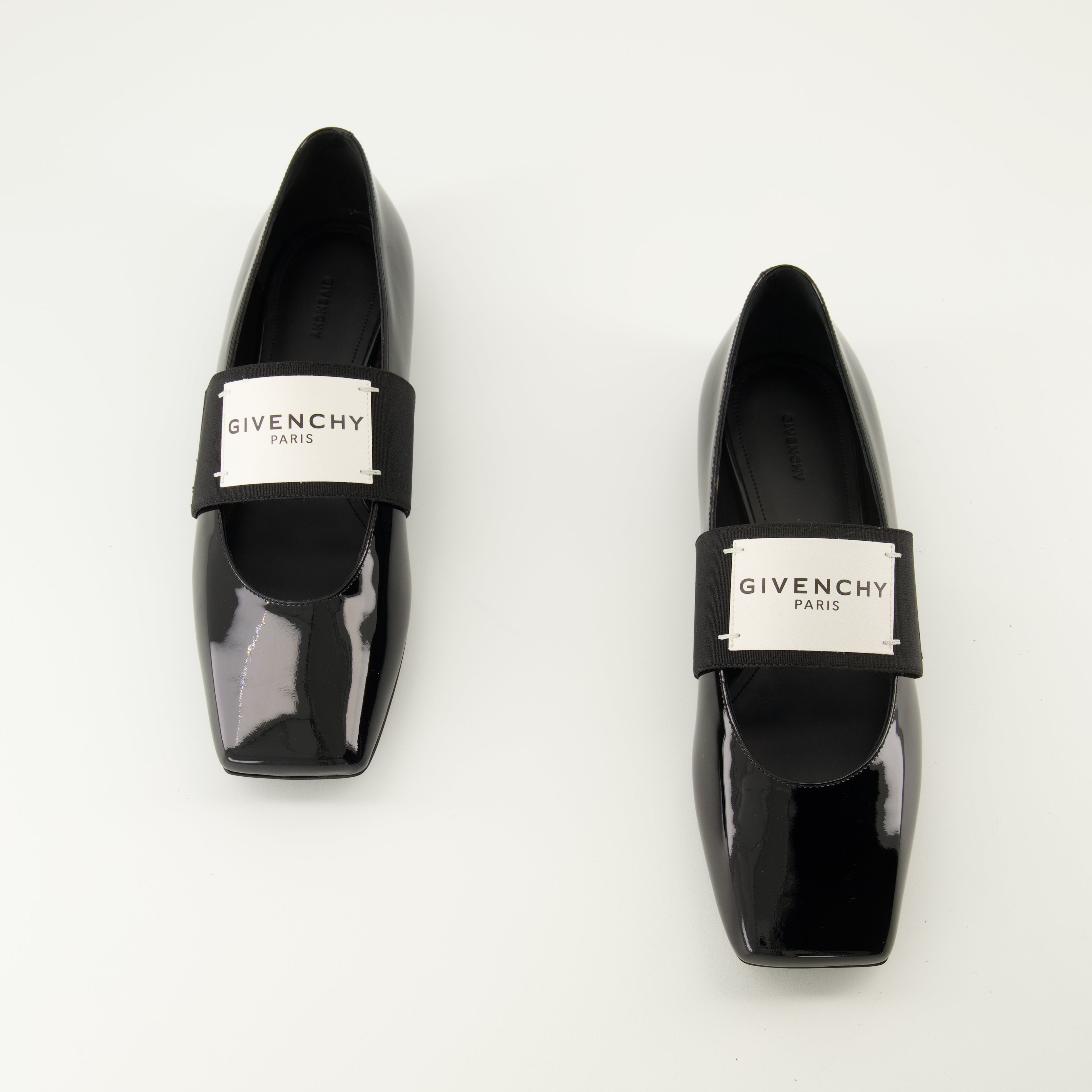 Givenchy ballerinas, Sliced Square model, patent leather shoes, square toe flats, luxury footwear