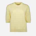 cashmere pullover, short sleeve sweater, yellow pullover, Khaite Davin, Spring-Summer collection