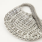 Iconic Moon Bag, Silver Bag, Rabanne Collection, Stylish Shoulder Bag, Fashion Forward Bag