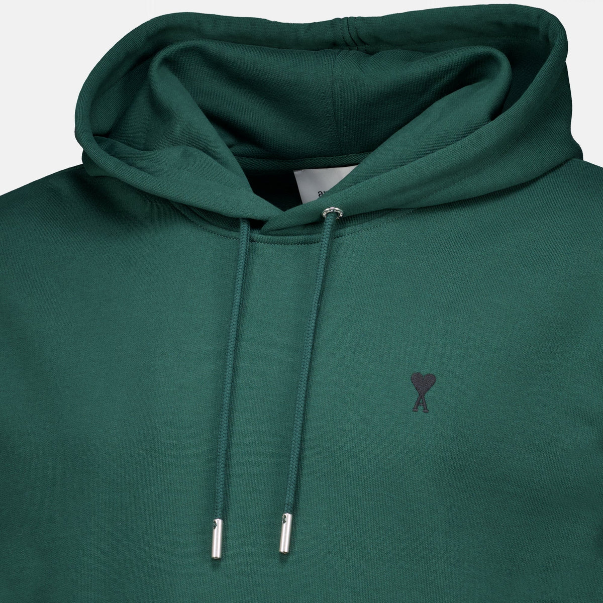 Sudadera verde de algodón con capucha y logotipo bordado