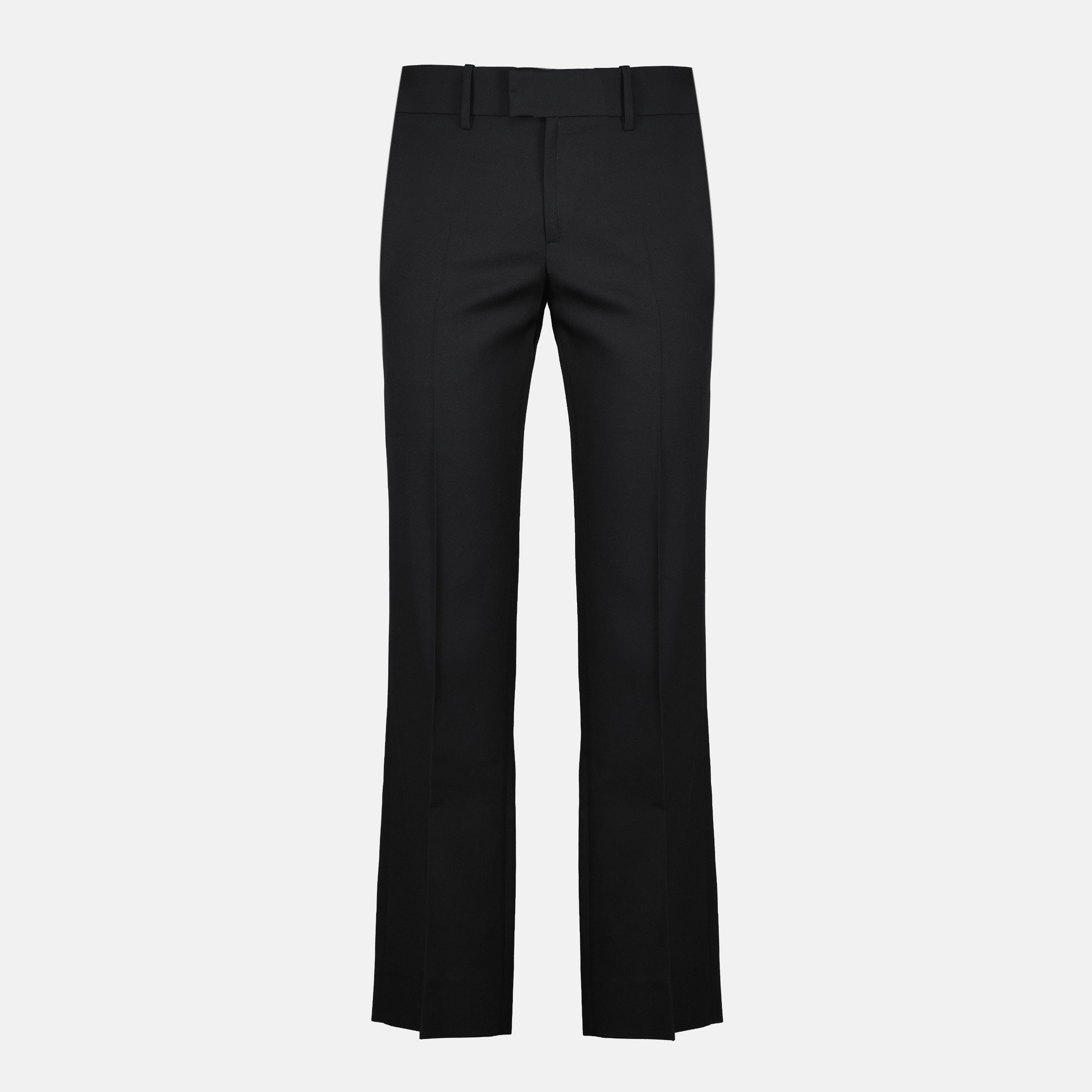 black wool trousers, Courrèges pants, Fall-Winter collection, men's fashion, straight cut trousers