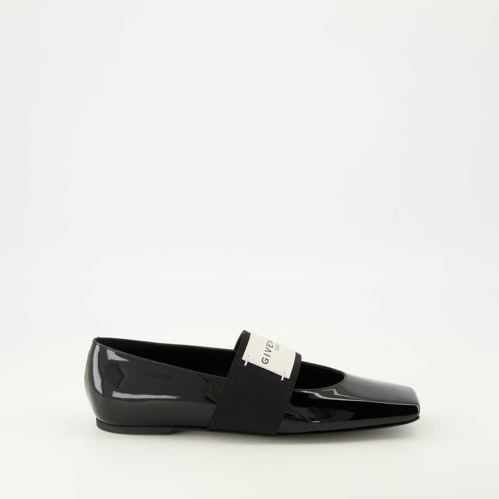Givenchy ballerinas, Sliced Square model, patent leather shoes, square toe flats, luxury footwear