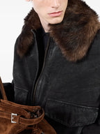 shearling collar jacket, oversized cotton jacket, zip closure jacket, black jacket fashion, versatile collar jacket