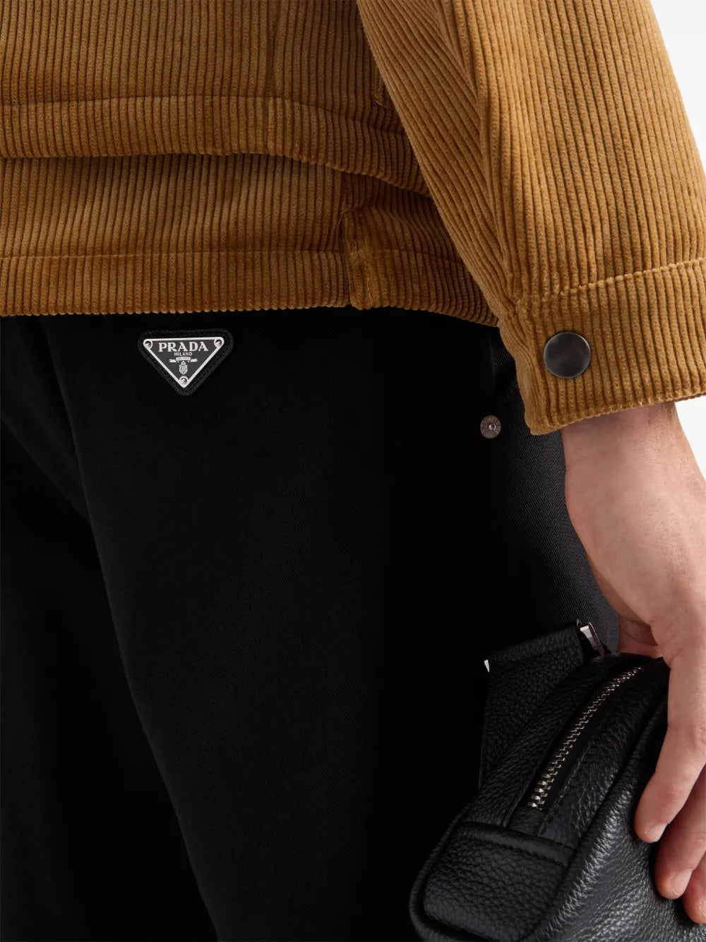 Image of Classic Cotton Straight Pants by Prada for Men - Season Autumn-Winter 2024 - Detail View 7