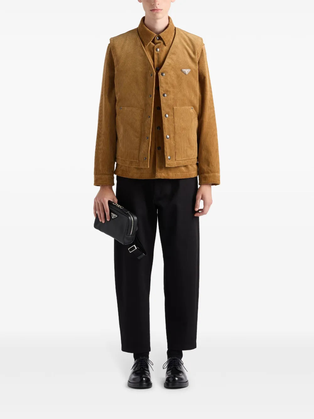 Image of Classic Cotton Straight Pants by Prada for Men - Season Autumn-Winter 2024 - Back View