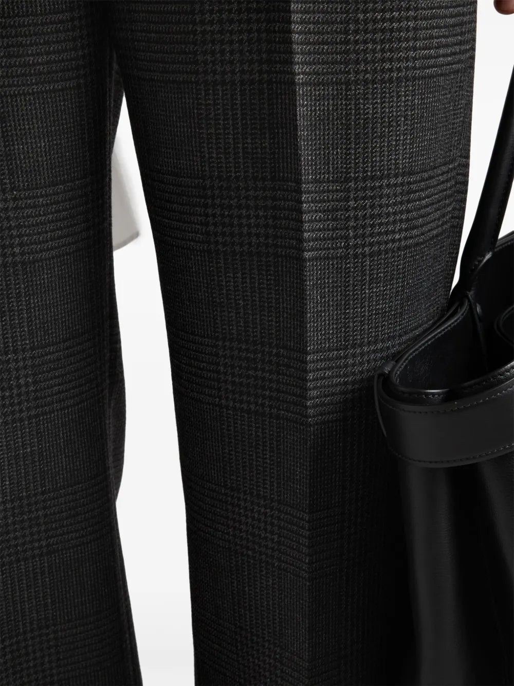 프라다 남성용 회색 체크 울 바지 이미지 - 가을-겨울 2024 시즌 - 세부 정보 보기 6