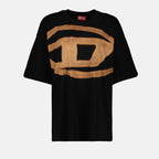 Bild eines T-Shirts aus Bio-Baumwolle mit Bleichmuster von Diesel für Männer - Saison Herbst-Winter 2024 - Vorderansicht