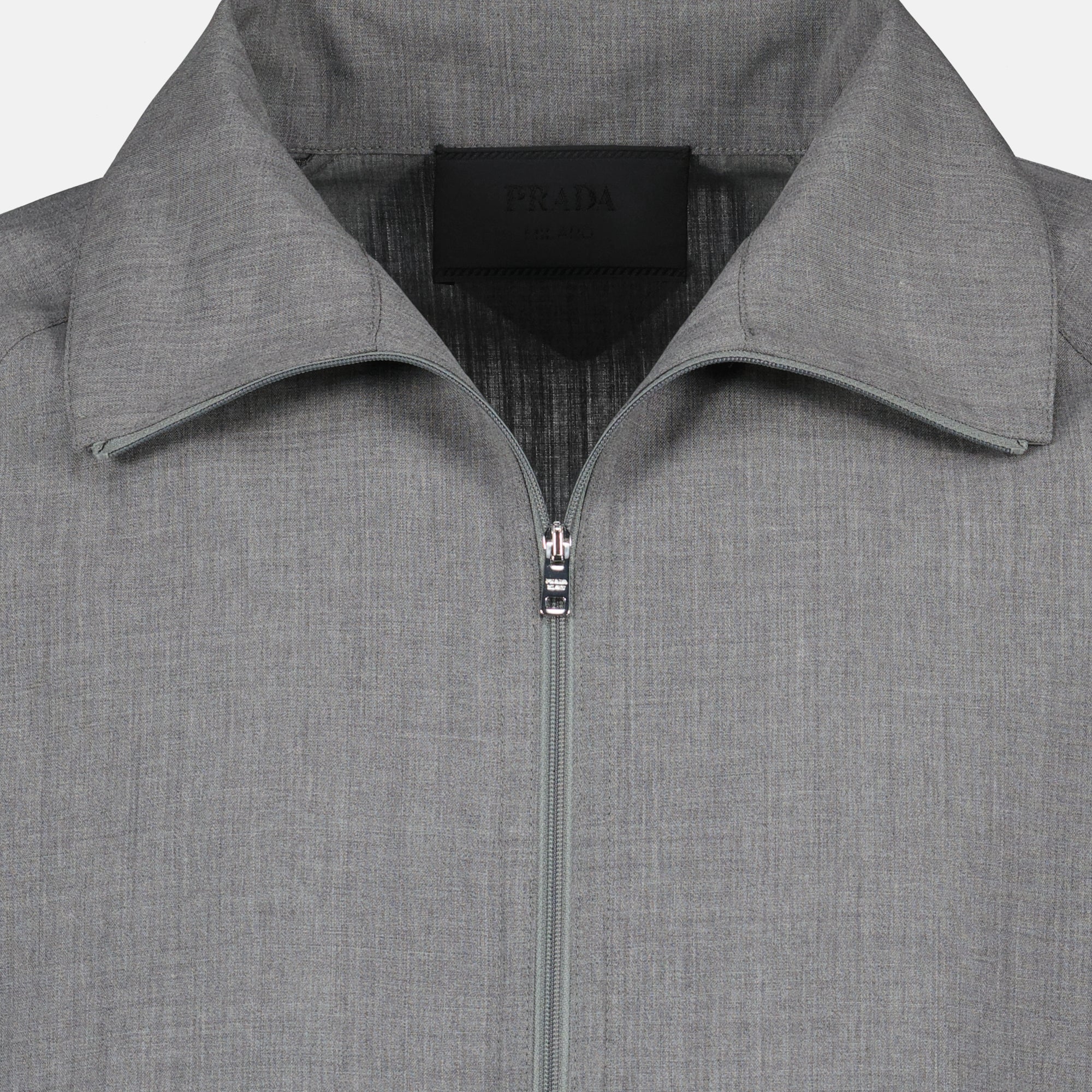 Prada jacket, grey wool jacket, men's outerwear, Autumn-Winter collection, high collar jacket