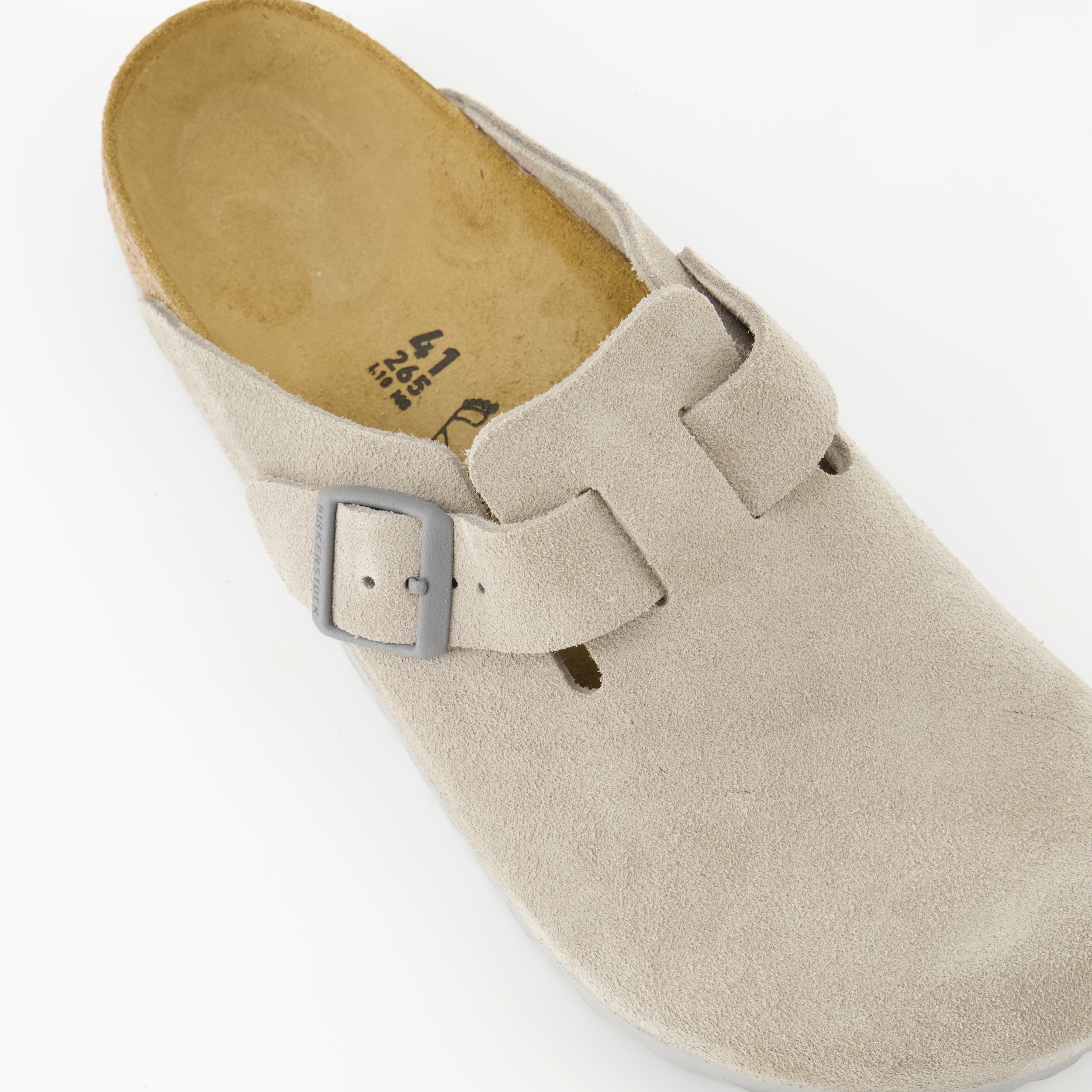 Boston Mules, Birkenstock, gray mules, comfortable footwear, nubuck leather