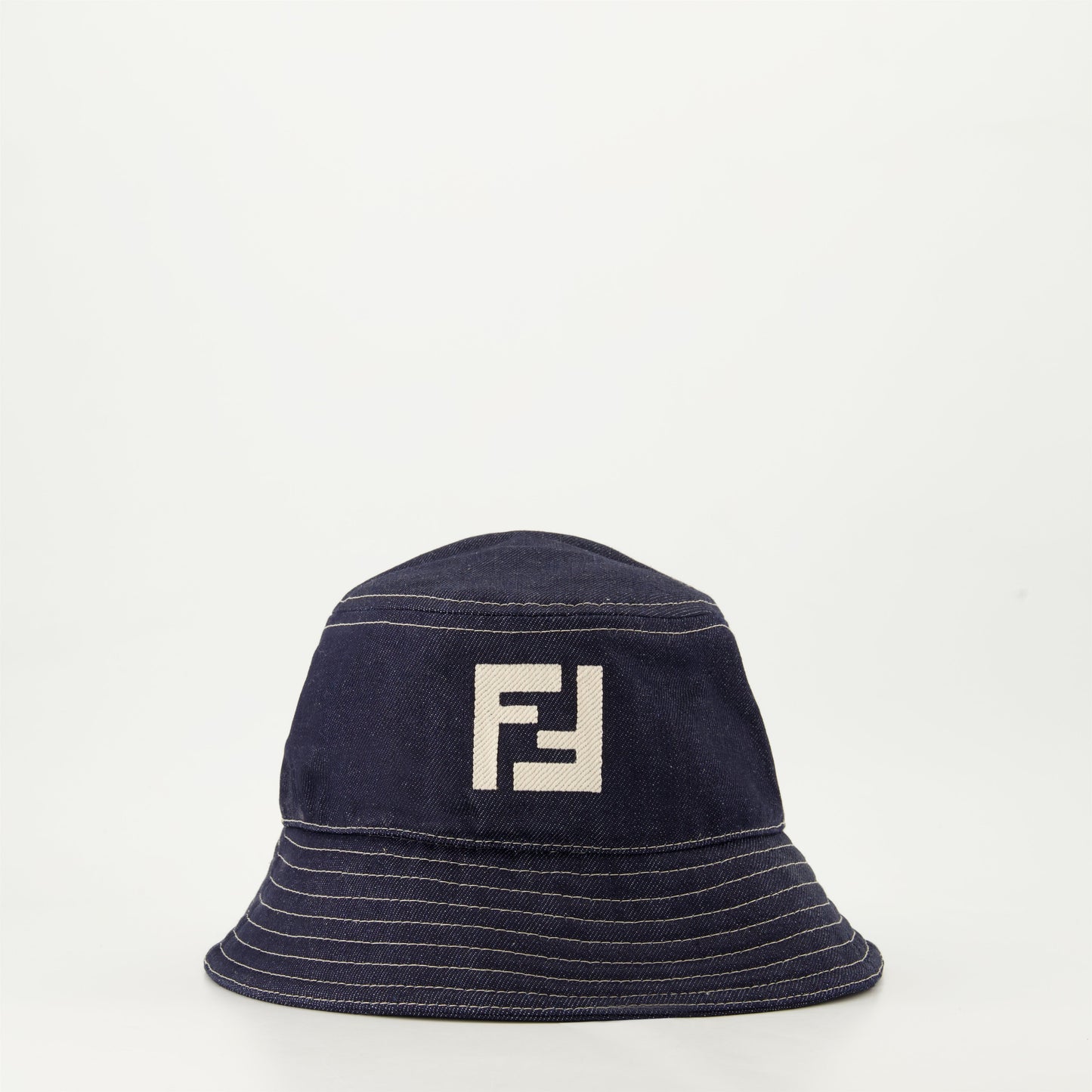 denim bucket hat, Fendi accessories, embroidered logos, luxury hats, spring-summer collection