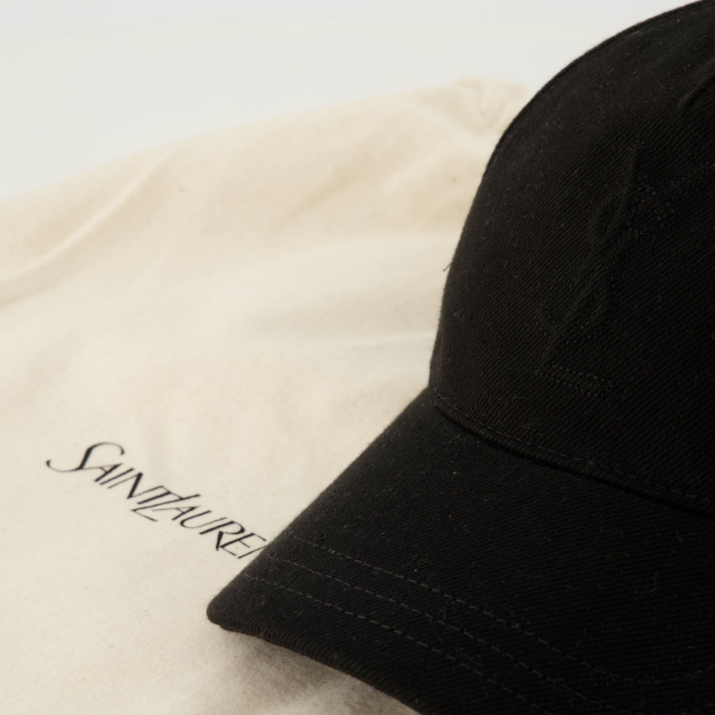 Image of Logo Denim Cap by Saint Laurent for Men - Season Spring-Summer 2026 - Detail View 2