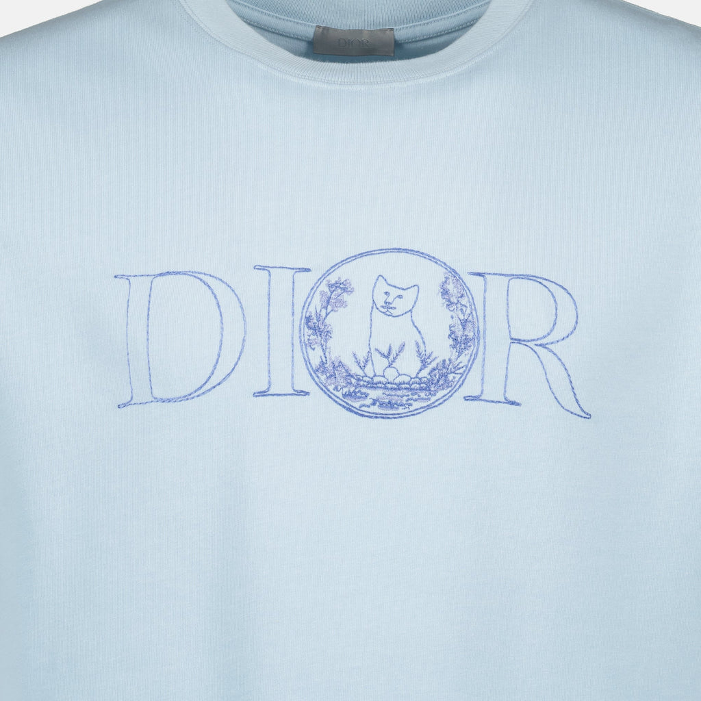 Dior, Hylton Nel, blue T-shirt, embroidered logo, cotton jersey