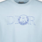 Dior, Hylton Nel, blue T-shirt, embroidered logo, cotton jersey