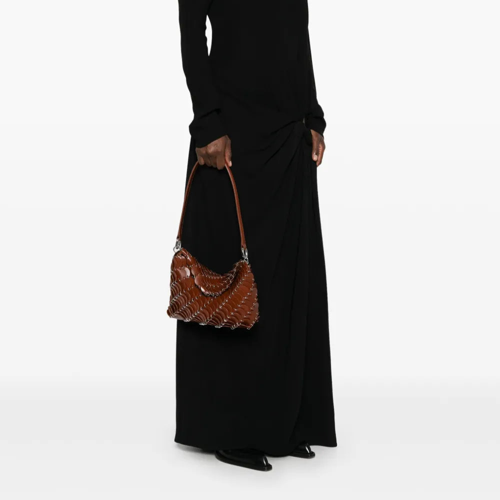 brown leather bag, Paco bag, luxury accessory, chic handbag, designer bag